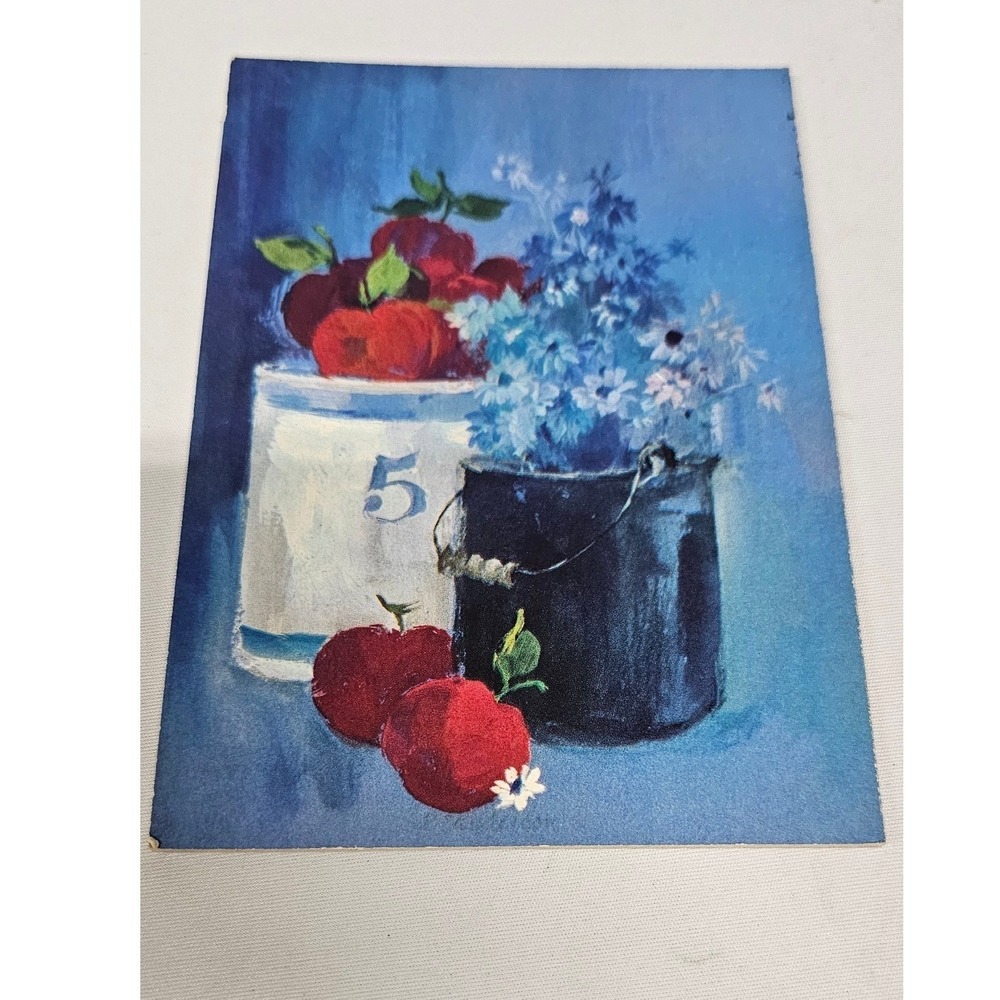 Vintage Hallmark Postcards Set of 8 Still Life Apples‎ Blue Flowers Unposted Art